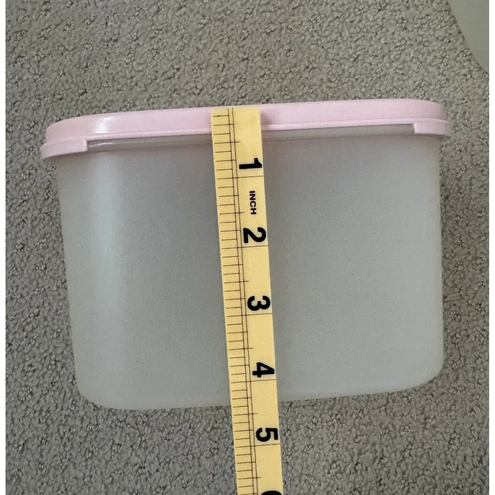 TUPPERWARE Vtg 1980's 5 Piece Set Pink Frosted Clear Pantry Storage Containers